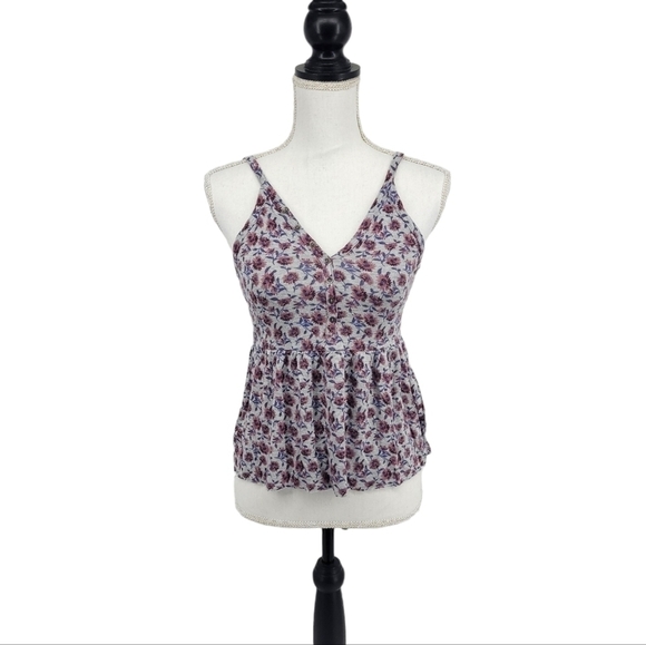 American Eagle Soft & Sexy Gray and Purple Floral Top Size S - Picture 10 of 10